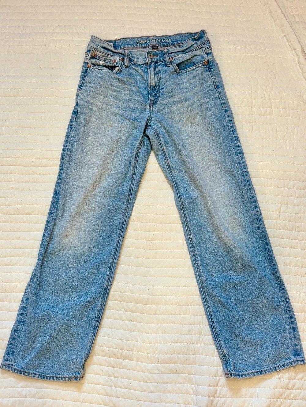 American Eagle Strigid Stovepipe Jeans Light Wash Denim Straight Leg Women's 2